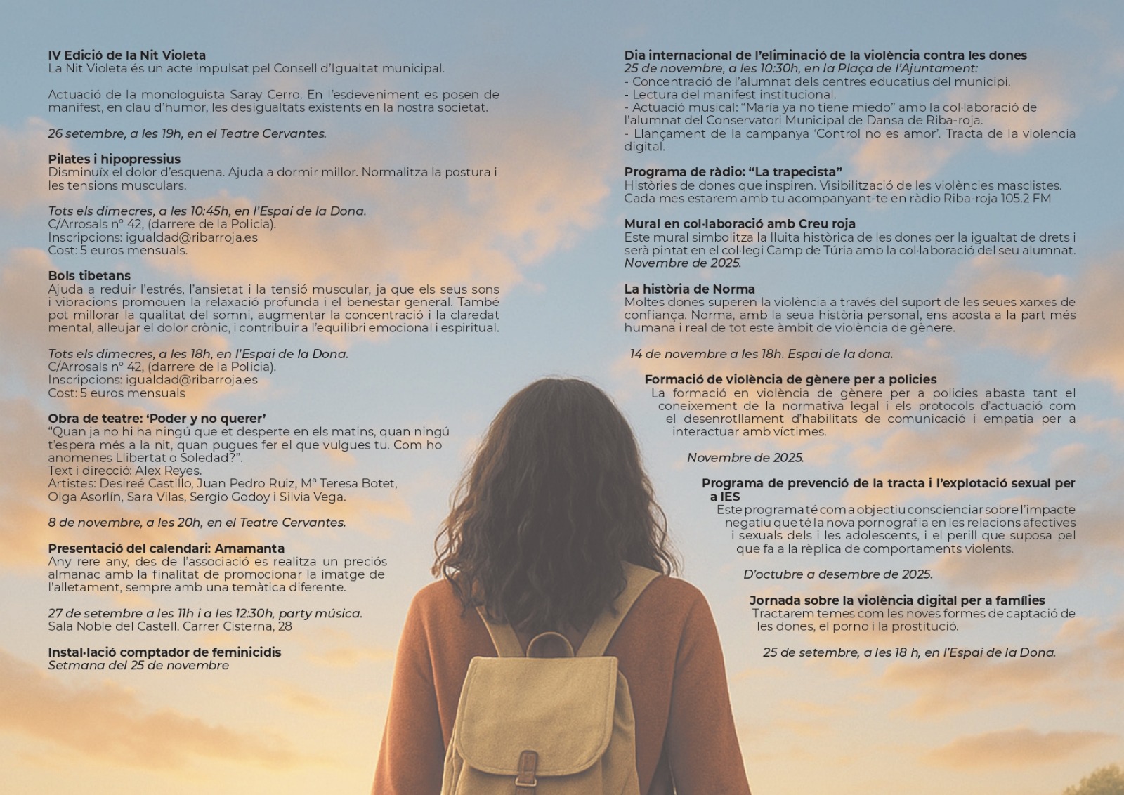 La monologuista Saray Cerro reivindicar� la igualtat en la IV Nit Violeta a Riba-roja de T�ria