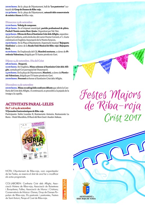 Programa Festes Majors Riba-roja Crist 2017
