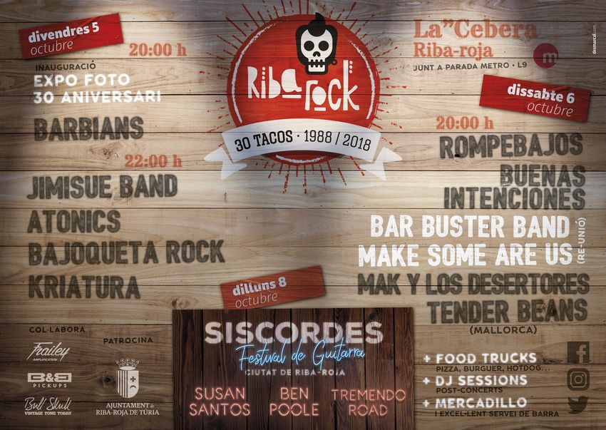 El 30 aniversario de Ribarock unir la msica local, nacional e internacional en la II Edicin del Festival SisCordes en Riba-roja